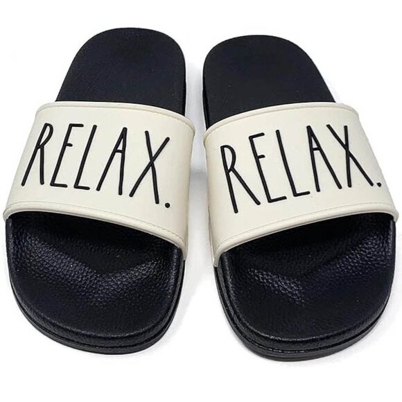 Rae Dunn Women's Slides (Black/White, 8 US) - Picture 1 of 5